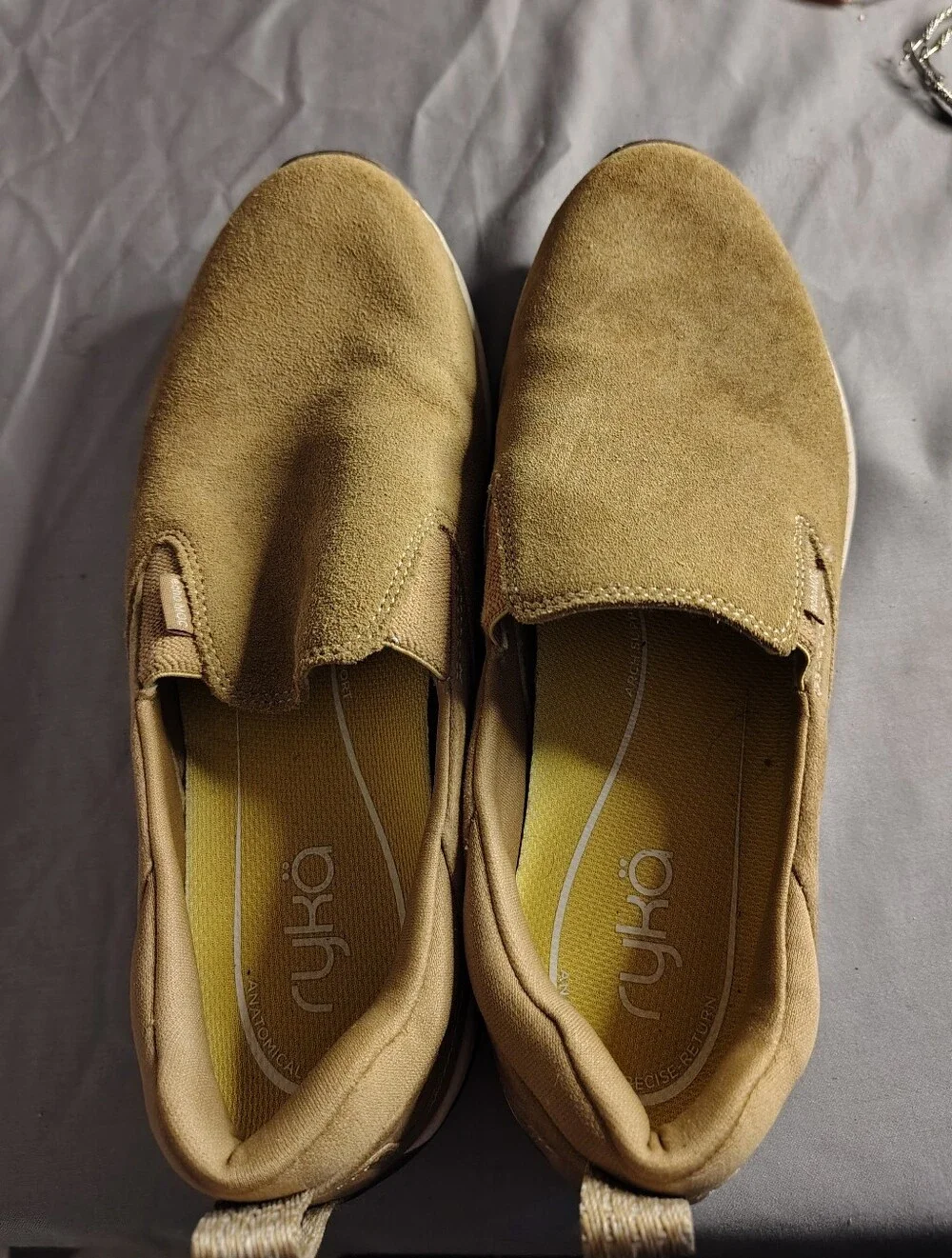 Ryka Men's Slip-On Genuine Suede Leather Loafers in Tan